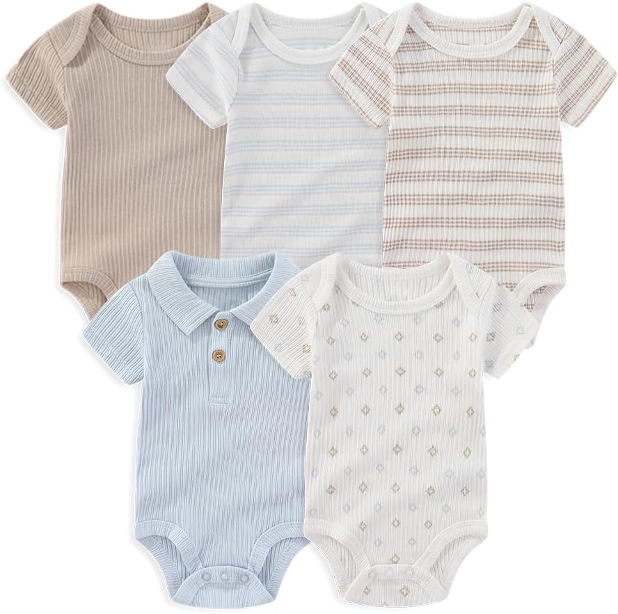 Kiddiezoom Newborn Baby Layette Set 10-Piece with Bodysuits and Pants Set for Unisex Baby Gift Sets
