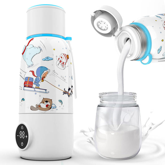 Portable Bottle Warmer, Travel Formula Milk Warmer for Baby, 17oz Water Warmer On The Go with 3min-Rapid-Heat Fast Charge Cordless Formula Warmer Temp Control Baby Travel Essential Xams Gift