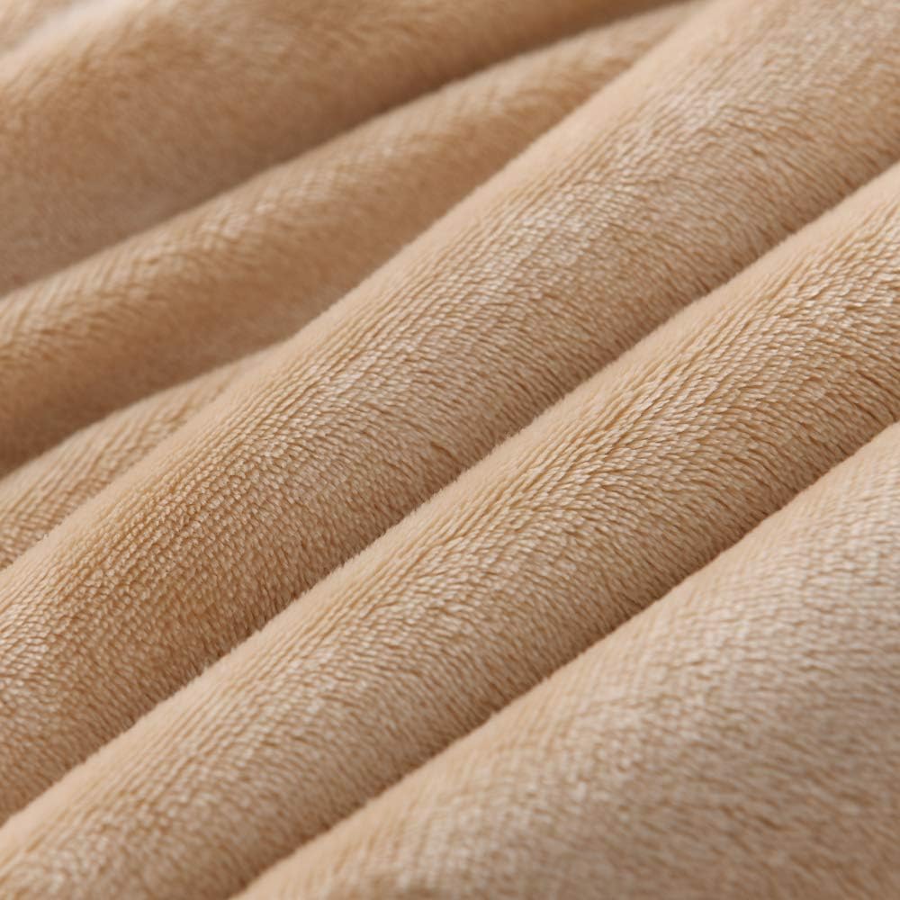 NANPIPER Reversible Sherpa Flannel Blanket Super Soft Fuzzy Lightweight Fleece Microfiber for Bed/Couch (50"x60",Beige)