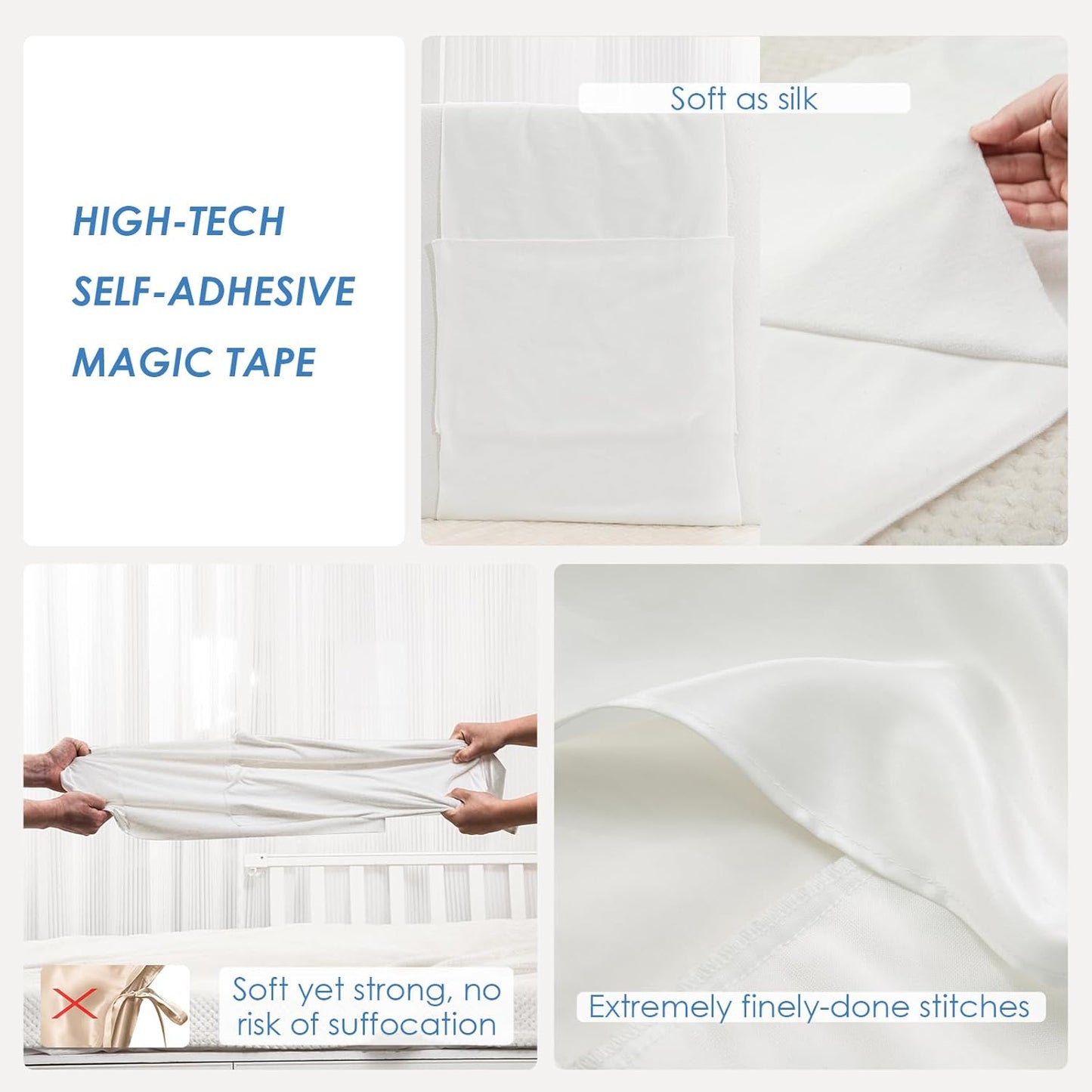 PROMEED 2 Pack 23 Momme Silk Crib Slip for Baby Hair, No More Bed Head and Baby Bald Spots, 100% Silk Crib/Bassinet Sheets for Baby Boy/Girl (White)