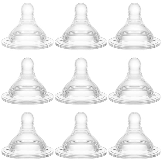 Bottle Nipples Slow Flow Nipple Level 1, 0m+, Compatible with Wide-Neck Baby Bottle, 9 Count