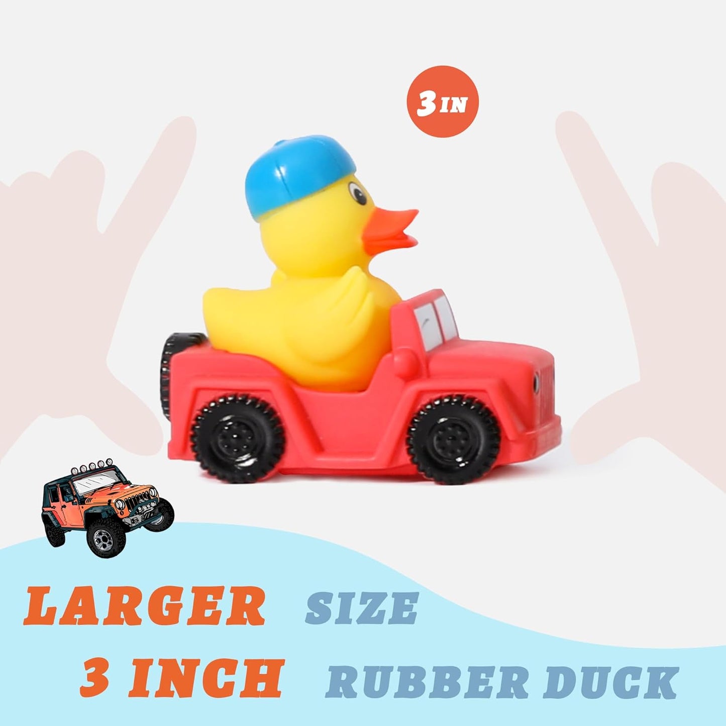 XY-WQ 8 Pack Rubber Duck for Jeeps Ducking - 3" Bulk Floater Duck for Kids - The Shape of a Vehicle - Baby Bath Toy Assortment - Party Favors, Birthdays, Bath Time, and More (8 Varieties)