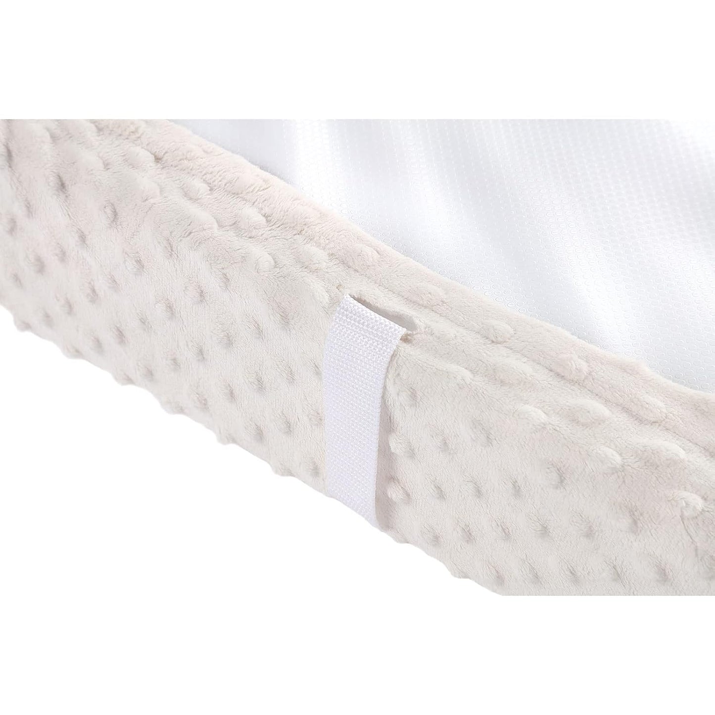 Solid Changing Table Pad Cover Cradle Sheet, Fits 32"/34''x16" Contoured Diaper Changing Pad, Ultra Soft Cozy Minky Dots Plush Changing Table Covers, Breathable Wipeable Removable (Beige)