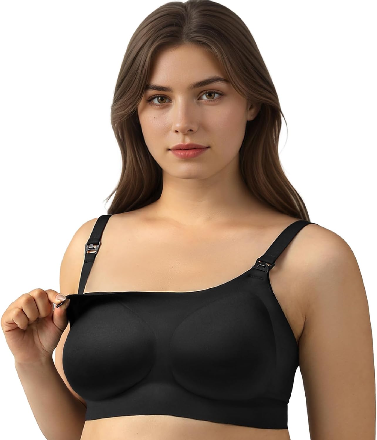 Nursing Bras for Breastfeeding, Leakproof Seamless Comfort Maternity Bras for Pregnancy Sleep with Extra Extender