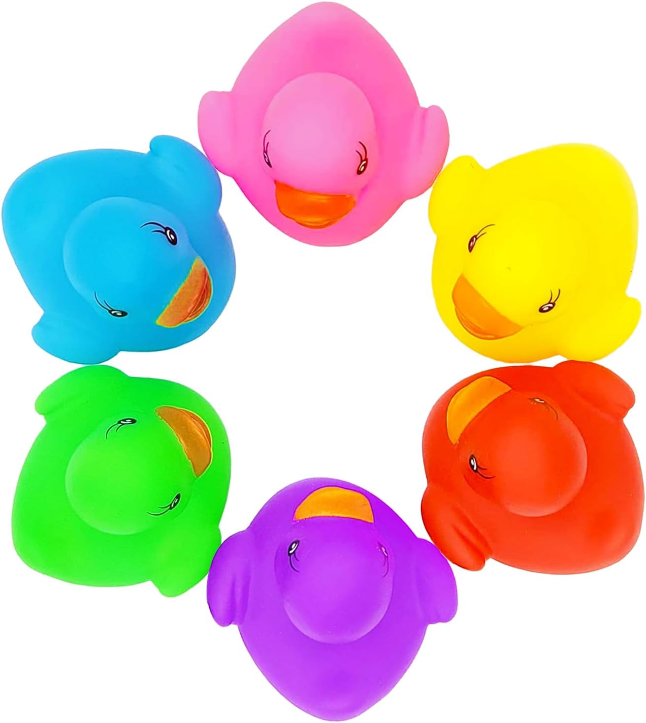 The Dreidel Company Classic Rubber Duck Toy Duckies for Kids, Six Solid Colors, Bath Birthday Gifts Baby Showers Classroom Summer Beach and Pool Activity, 2" (50-Pack)