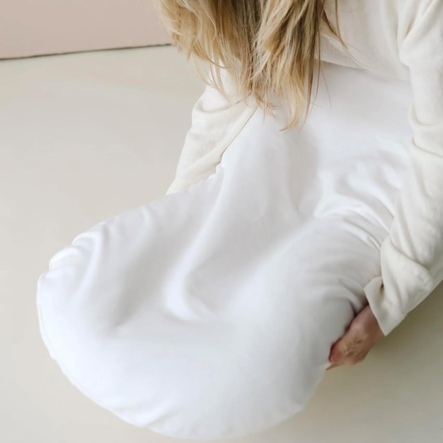 Baby Lounger - Snuggle Cozy Me Infant Lounger for Newborns | Flannel Cover, Breathable Soft, Portable Awake-Time Pad, Essential Baby Gift - White