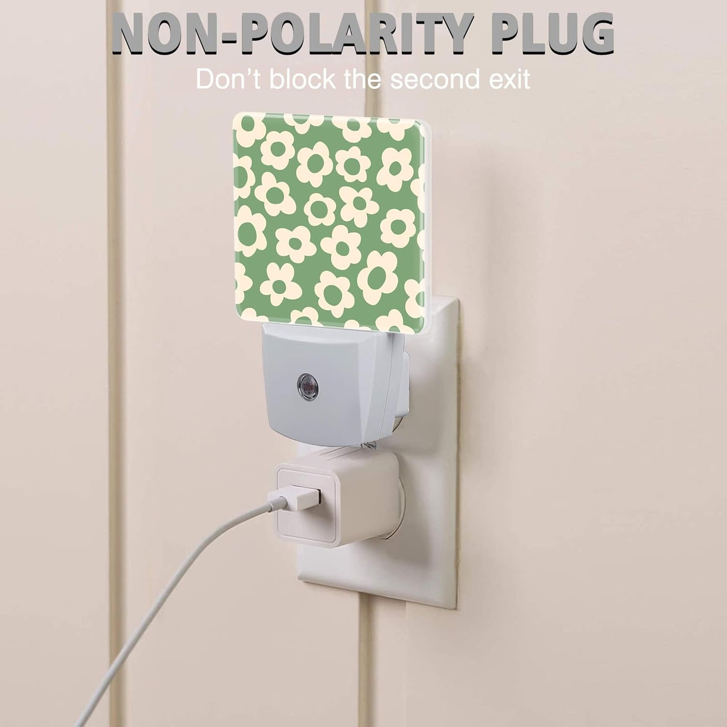 Vintage Groovy Flowers Night Lights Plug into Wall for Girls Boys Room, Night Lights LED Lamp with Dusk to Dawn Sensor Nightlight for Bedroom Kitchen Bathroom Hallway Home Wall Decor