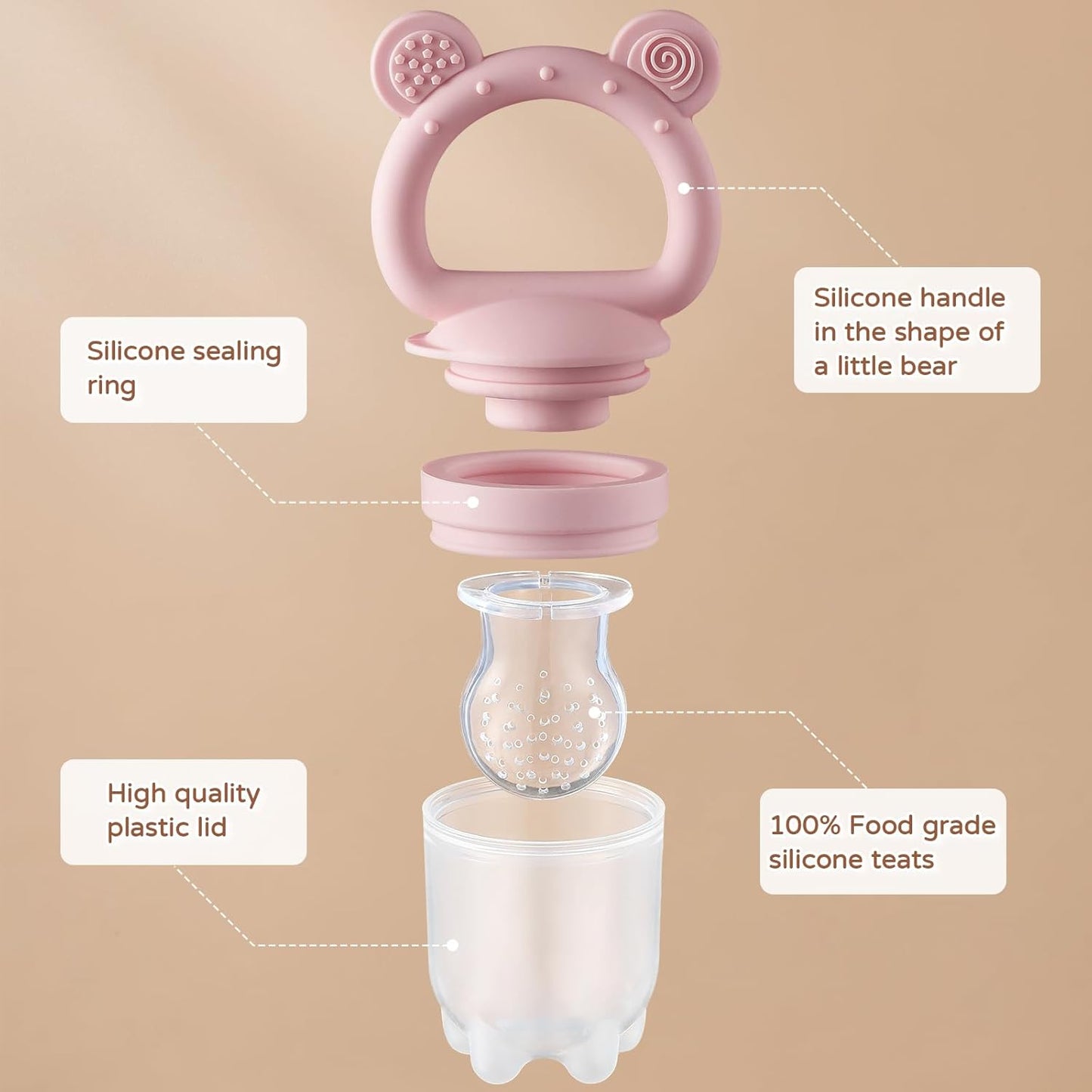 2 Pack Silicone Baby Fruit Feeder with Mini Freezer Tray, Breastmilk Popsicle Molds for Infant Teething Relief, Baby Teethers, Fresh Food Feeder for Safe Infant Self Feeding - Purple