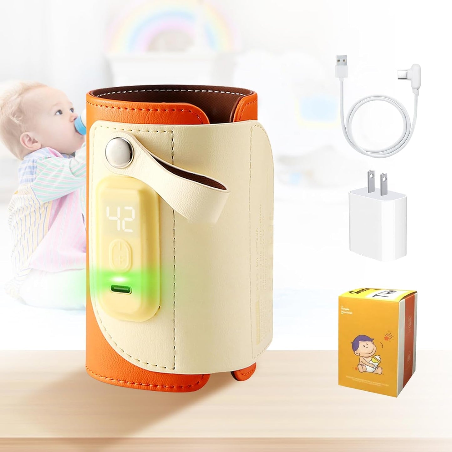 Portable Bottle Warmer,Baby Bottle Insulation Cover Bottle Warmer with 18W Quick Charge and LED Display,Adjustable Temperature Control, Handhold Milk Warmer for Home/Family Travel