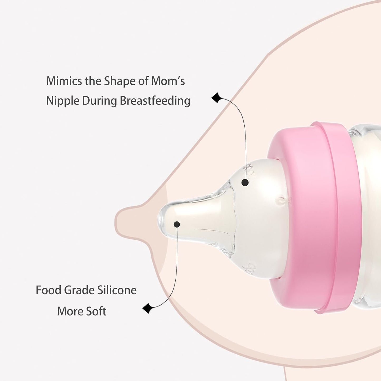 YOHKOH Glass Baby Bottles with Slow Flow Nipple, Newborn Anti-Colic Baby Bottles for 0+ Months, Wide Neck Feeding Bottle, Clear (Multicolour, 2.7oz (Pack of 2))