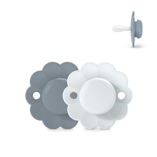 Suavinex Wonder Baby Pacifier, SX Pro Silicone Nipple, Reversible, Non Irritating Shield Design, 2 Pk Pacifiers 0-6 Months, Made in Europe, Lake/Blue