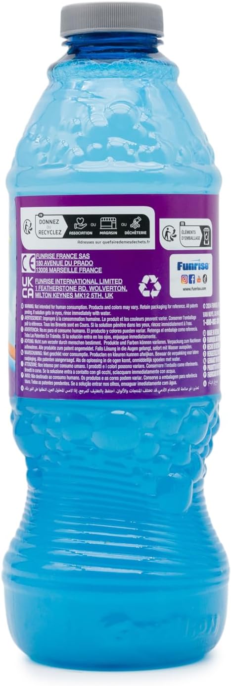Gazillion Giant Bubble Solution 1 L – Creates Huge, Extra‑Elastic Bubbles, Safe & Non‑Toxic, Includes 7‑in‑1 Bubble Wand, Outdoor Refill for Wands, Machines & Kids’ Party Fun Ages 3 +