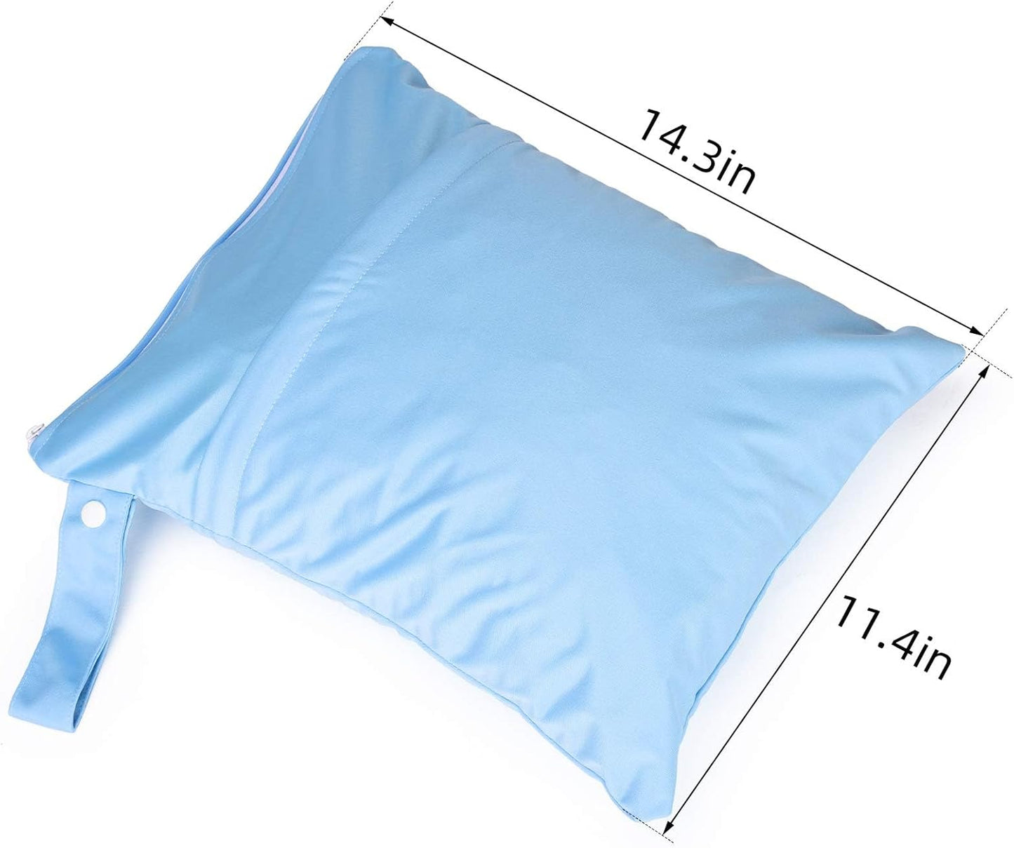 3 Pack Wet Dry Bags for Baby Cloth Diapers,Washable Travel Bags,Beach,Pool,Gym Bag for Swimsuit/Wet Clothes with 2 Pockets (11" x 14.3")-Pink,Grey,Blue