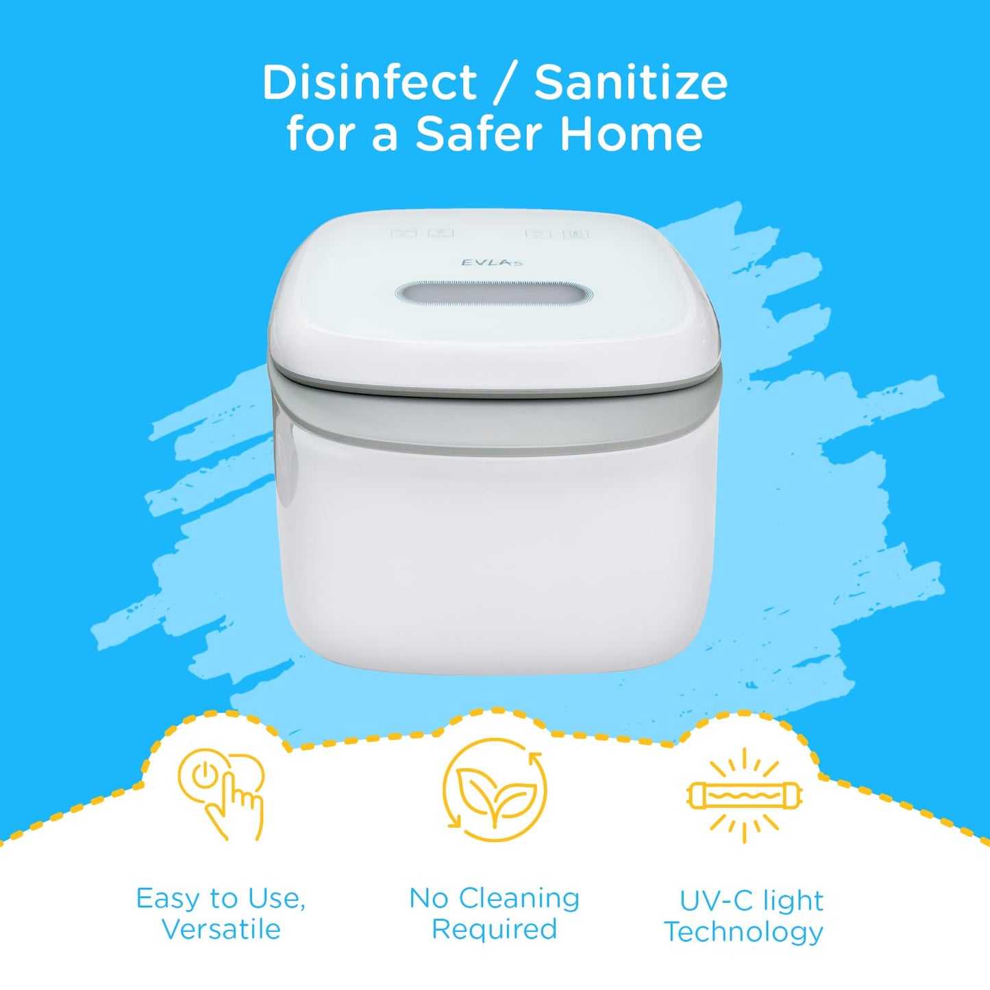 EVLA'S Baby Feeding Bottle Sanitizer & Dryer, UV Light Sanitizes Baby Bottles, Pacifiers, Small Toys, Even Phone or Credit Card in Minutes! Large Capacity UV Box Sanitizer, White