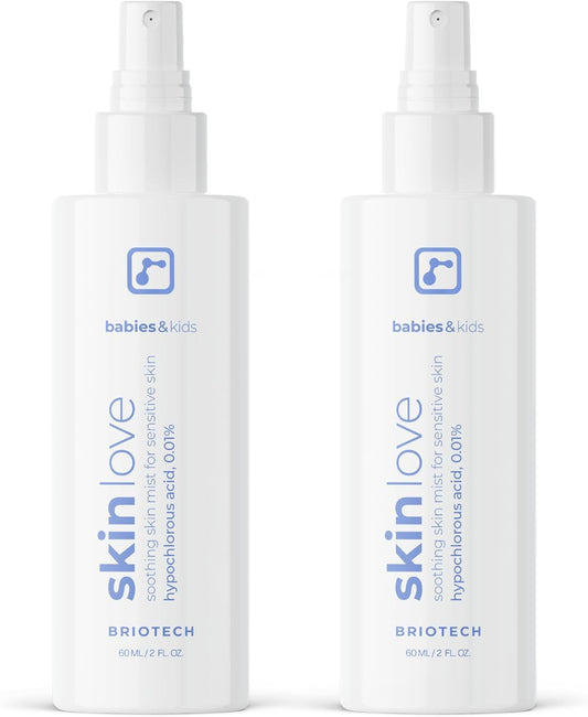 Briotech Baby Skin Love Spray | Gentle Hypochlorous Acid Mist for Soothing, Calming & Cleansing Delicate Skin | Pediatrician-Approved, Added Fragrance-Free | 2 oz (2 Pack)