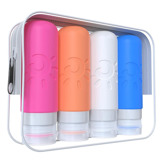Travel Bottles for Toiletries, TSA Approved Travel Containers 3oz Leak Proof Travel Tubs Refillable Liquid Travel Accessories for Shampoo Conditioner Lotion Body Wash(Multicolored D)