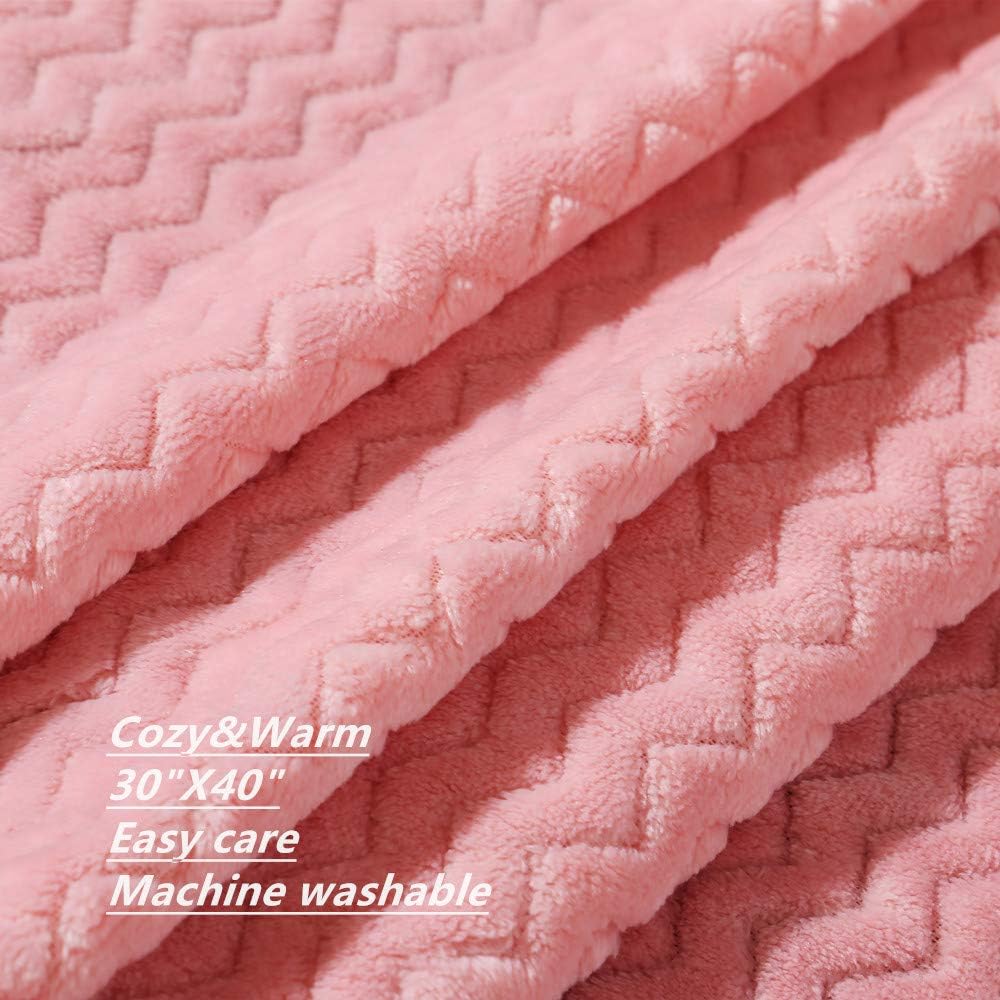 CREVENT 30''X40'' Soft Cozy Warm Baby Blankets for Boys Girls Solid Color - All Season Use - Newborn Essentials (Wave Pink)