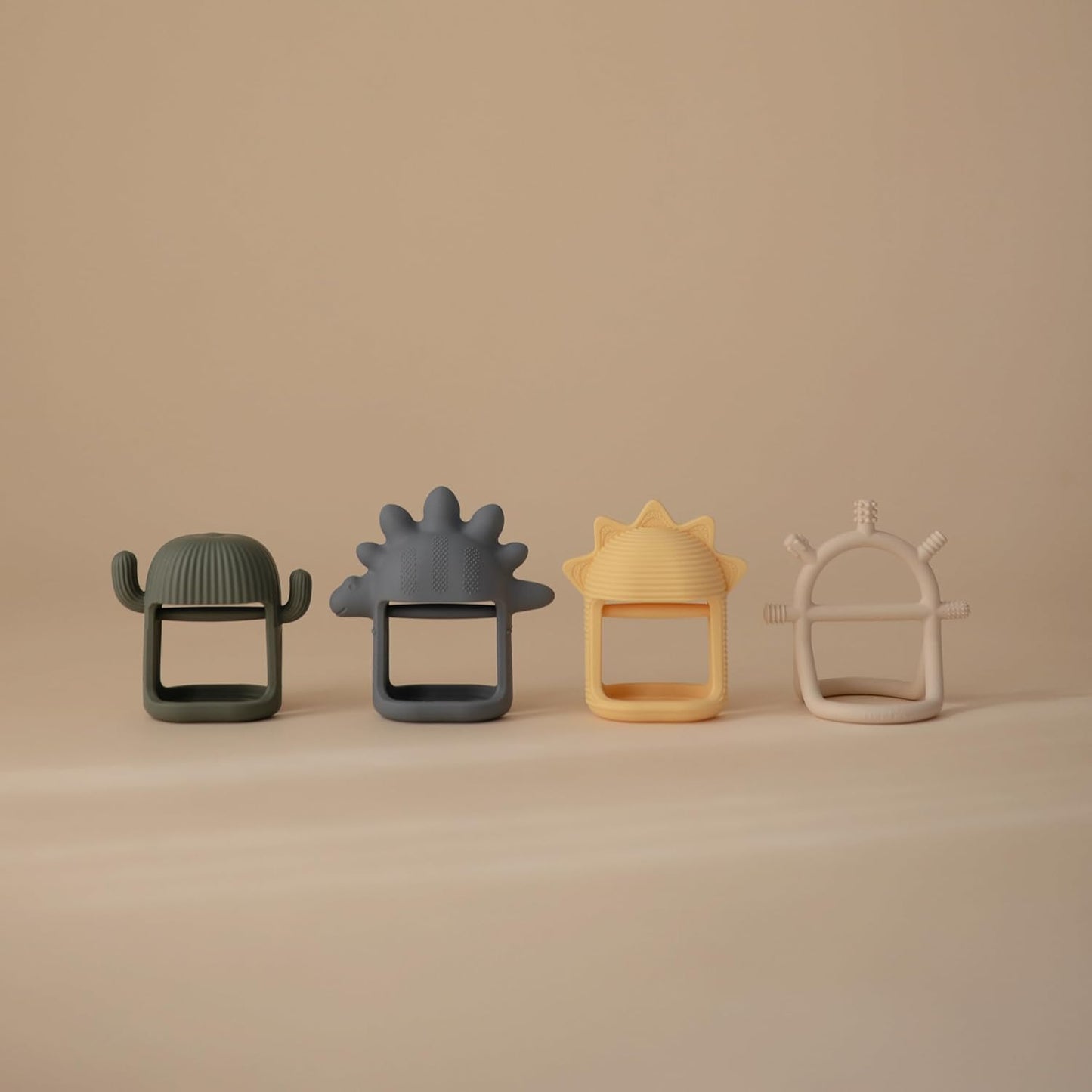 mushie Silicone Baby No-Drop Cactus Teether Toy