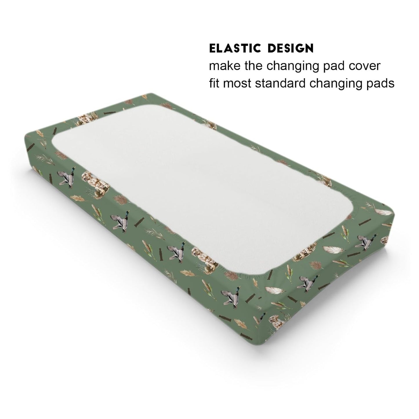 Wild Duck Hunting Hunter Baby Changing Pad Cover Sheets for Boy Girl 32''x16'' Mallard Duck Reeds Feathers Unisex Fitted Changing Table Sheets Wild Animal Soft Breathable Baby Change Table Mats