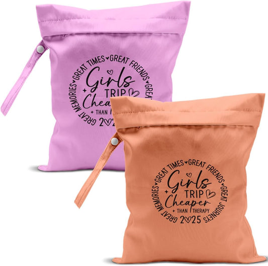 2Pcs Girls Trip Gifts Wet Dry Bag, Aloha Beach Bag Wet Bag Favors, Sunscreen Swimsuit Toiletry Travel Essentials For Women, Beach Travel Laundry bags for Dirty Diaper Swimsuit Gifts