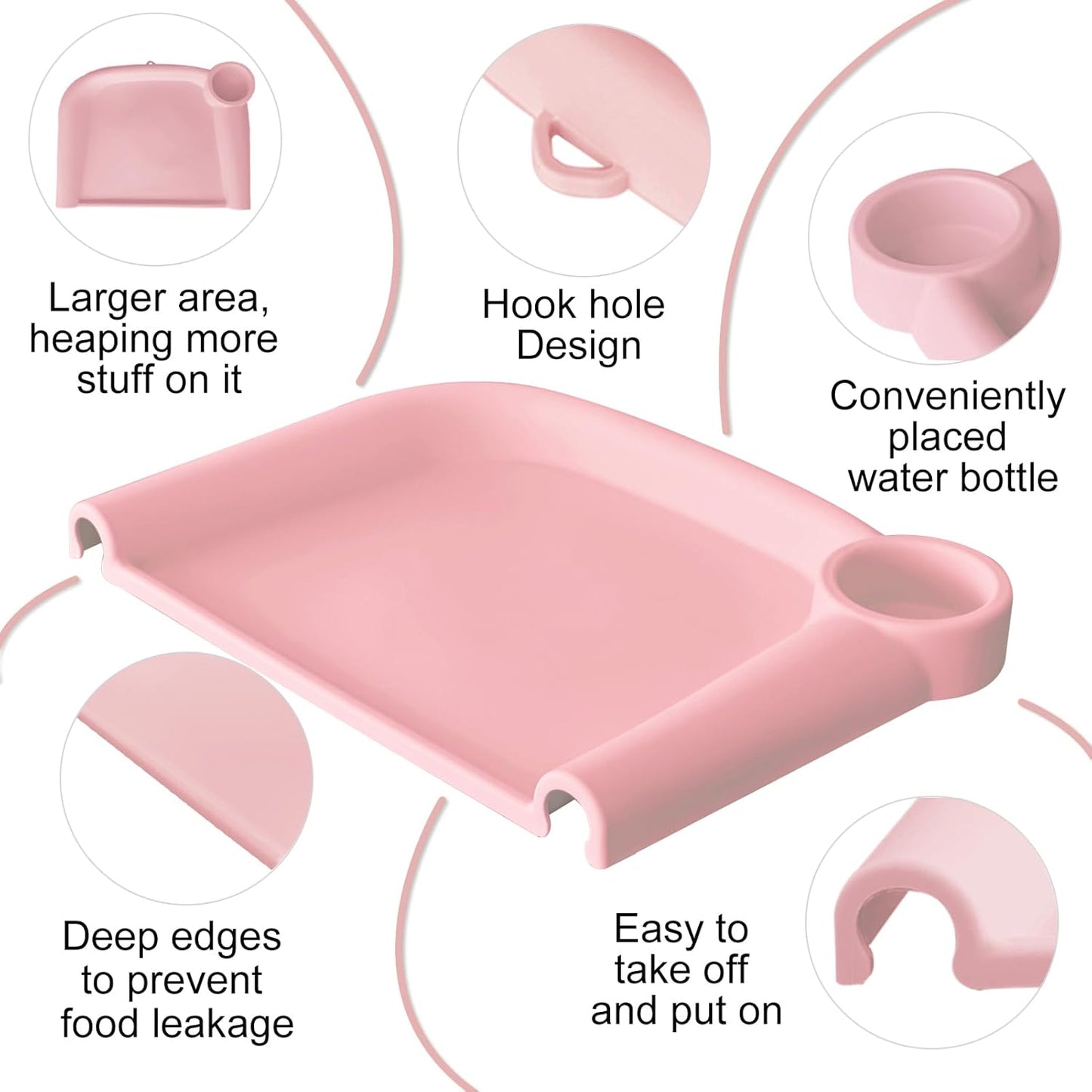Silicone Baby Dining Tray Compatible with Inglesina Fast Table Chair and Hooked High Chair Easy to Carry Set Up & Clean BPA-Free Great for Developing Your Baby's Independent Eating Skills (Pink)