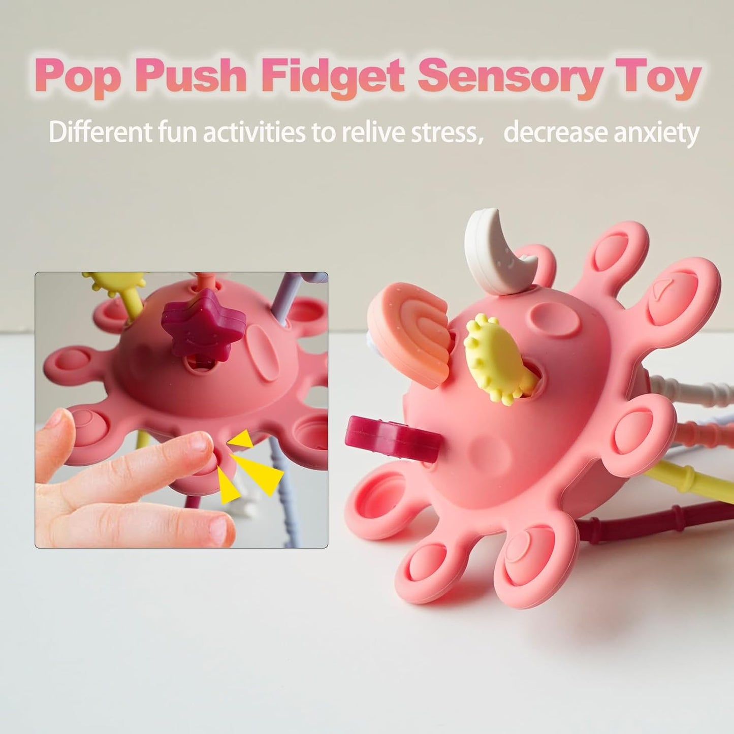 Montessori Sensory Toys for Babies 6-12 Months, Silicone Pull String Teething Toys for Baby Toys 6-12-18 Months, Infant Fidget Toys for Toddlers 1-3 Education Newborn Gifts