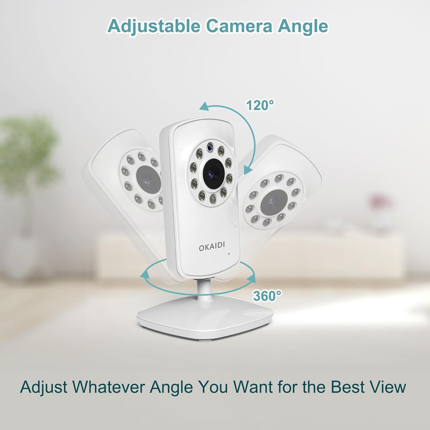 OKAIDI Video Baby Monitor with 2 Cameras, 2.4'' Portable Travel Screen, 1000ft Long Range Transmission, Baby Monitor No WiFi, Infrared Night Vision, VOX Mode