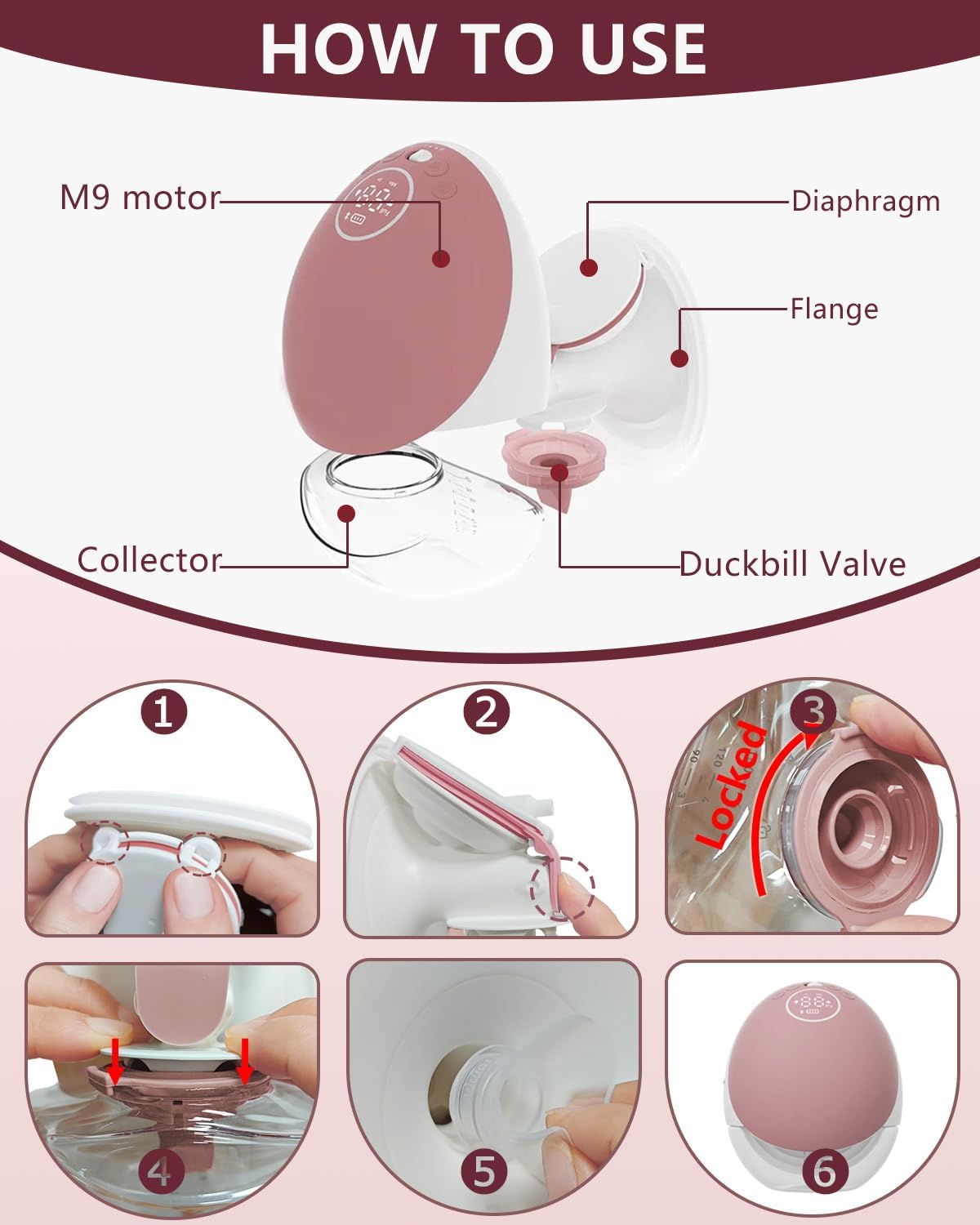 4PC Upgraded M9 Breast Pump Replacement Part, Including 4pcs Double-Layed Diaphragms for Momcozy Upgraded Mobile Flow | Upgraded M9,Breastfeeding Parts, Diaphragms, 4PC Gray, Not Original Parts