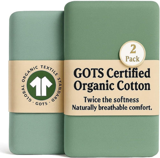 GOTS Organic Bassinest Sheets 33x20 for Baby Delight, Mika Micky, Maxi-COSI Iora, Made with Plush, Softest Turkish Cotton 2-Pack Bedside Sleeper Square Mattress Cover Beside Me, Angelbliss,Newton