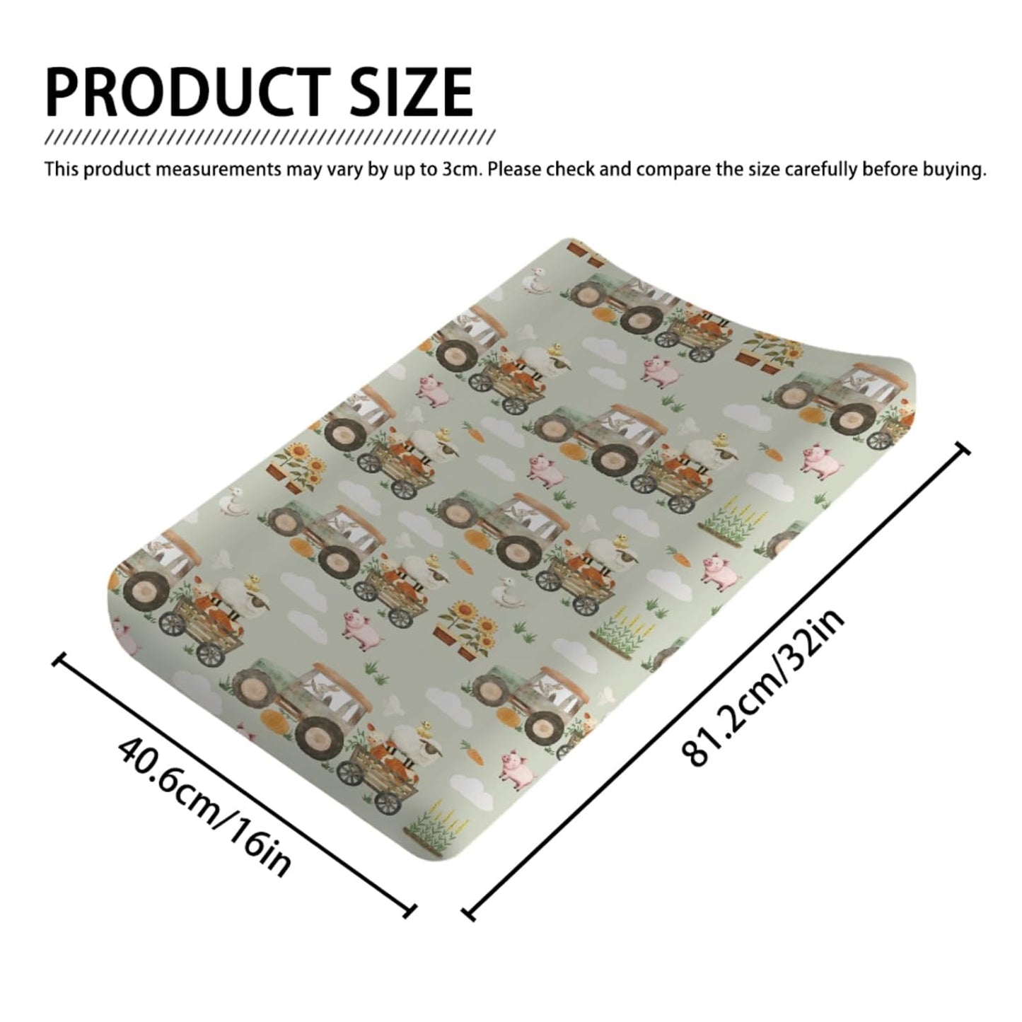 Spring Farm Animals Baby Changing Pad Covers for Boy Girl 32''x16'' Farmyard Pig Lamb Chick Bunny Tractor Plant Fitted Change Table Sheets Country Farm Life Soft Breathable Baby Changing Table Mats