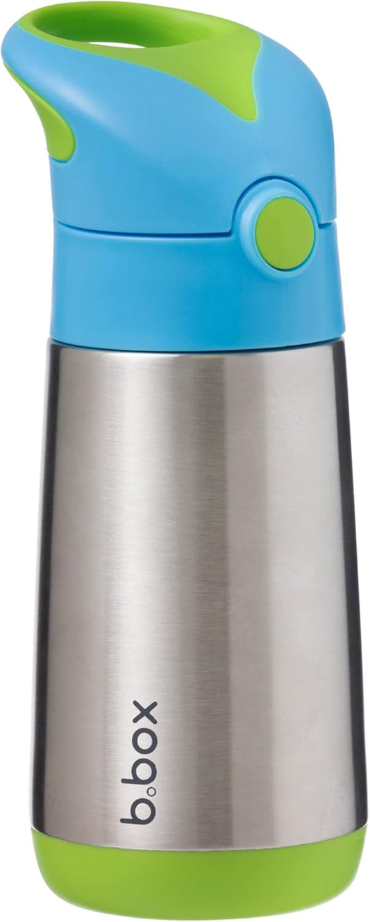 b.box 12 oz Insulated Water Bottle: Keeps Drinks Cold up to 8 Hours, Warm up to 6 Hours. Triple Wall Stainless Steel Kids Water Bottle w/Free Flow Silicone Straw Top. Leakproof & Dishwasher Safe