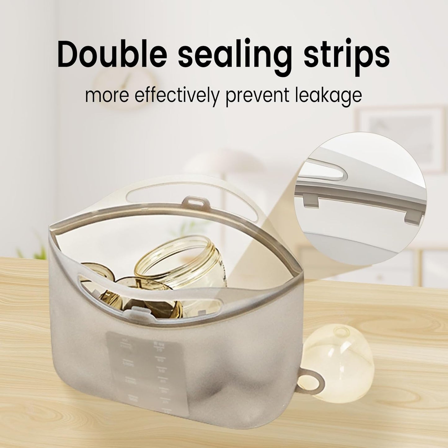 Silicone Microwave Steam Sterilizer Bag for Baby Reusable Quick Sterilizing Bag for Bottles Breast Pump Parts Toddler Accessories Great for Travel - 2000ml Grey