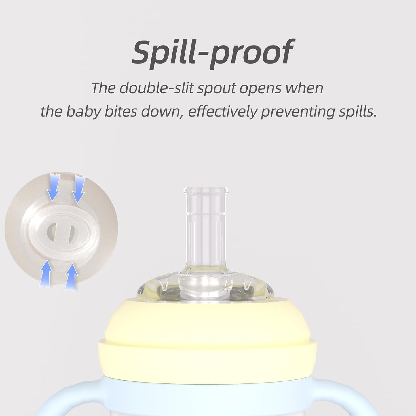 Piifur Sippy Cups for Toddlers 1-3 No Spill with 2 Straw Replacement Sets Water Bottle with Handle 10 Ounce Blue
