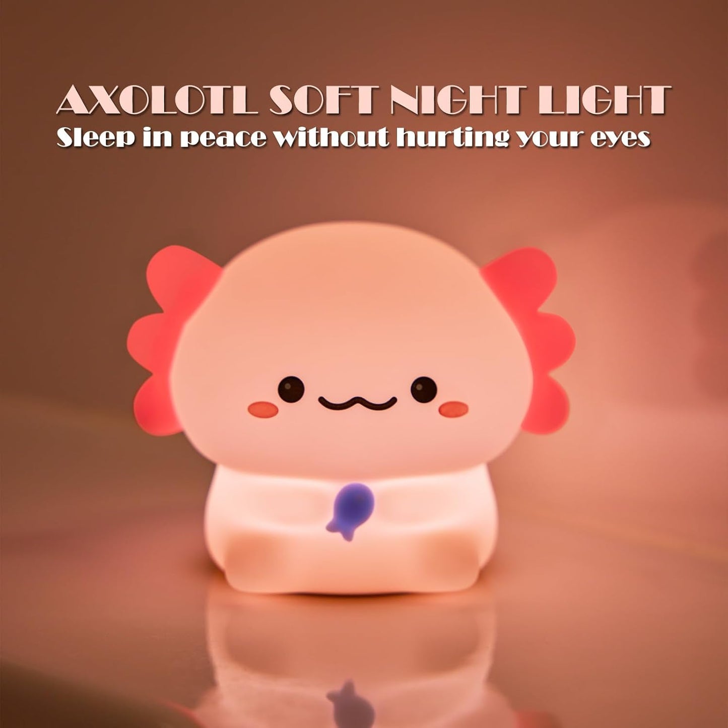 Axolotl Cute Cartoon Nursery Night Lights, Animal Design Safe Silicone Soft LED Nursery Lamp for Toddler Room Decoration