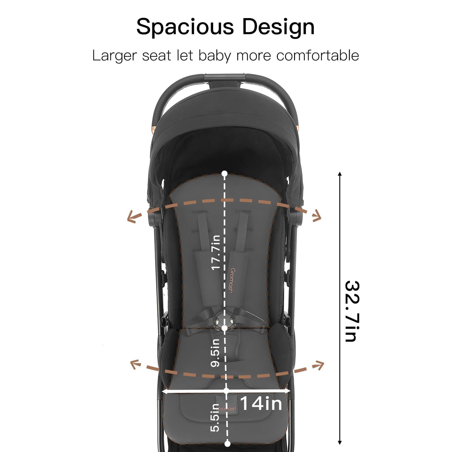 Gravity Folding Baby Stroller - Portable Travel Toddler Stroller w/Adjustable Backrest & Canopy, Cup Holder, Lightweight and UV Protected, One-Hand Automatic Folding - Black