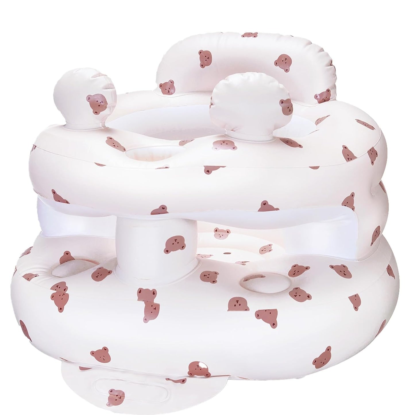 Inflatable Baby Seat for Babies 3-36 Months，[Squeaky Sound & Anti-Fall Design] Inflatable Chair with Sound-Making Ears, Baby Seat for Sitting-Up Practice, Built-in Air Pump (Ear Bear)