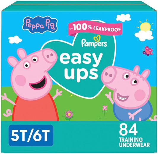 Pampers Training Pants - Easy Ups Girls & Boys - Size 5T-6T, 84 Count, Peppa Pig Potty Underwear (Packaging May Vary)