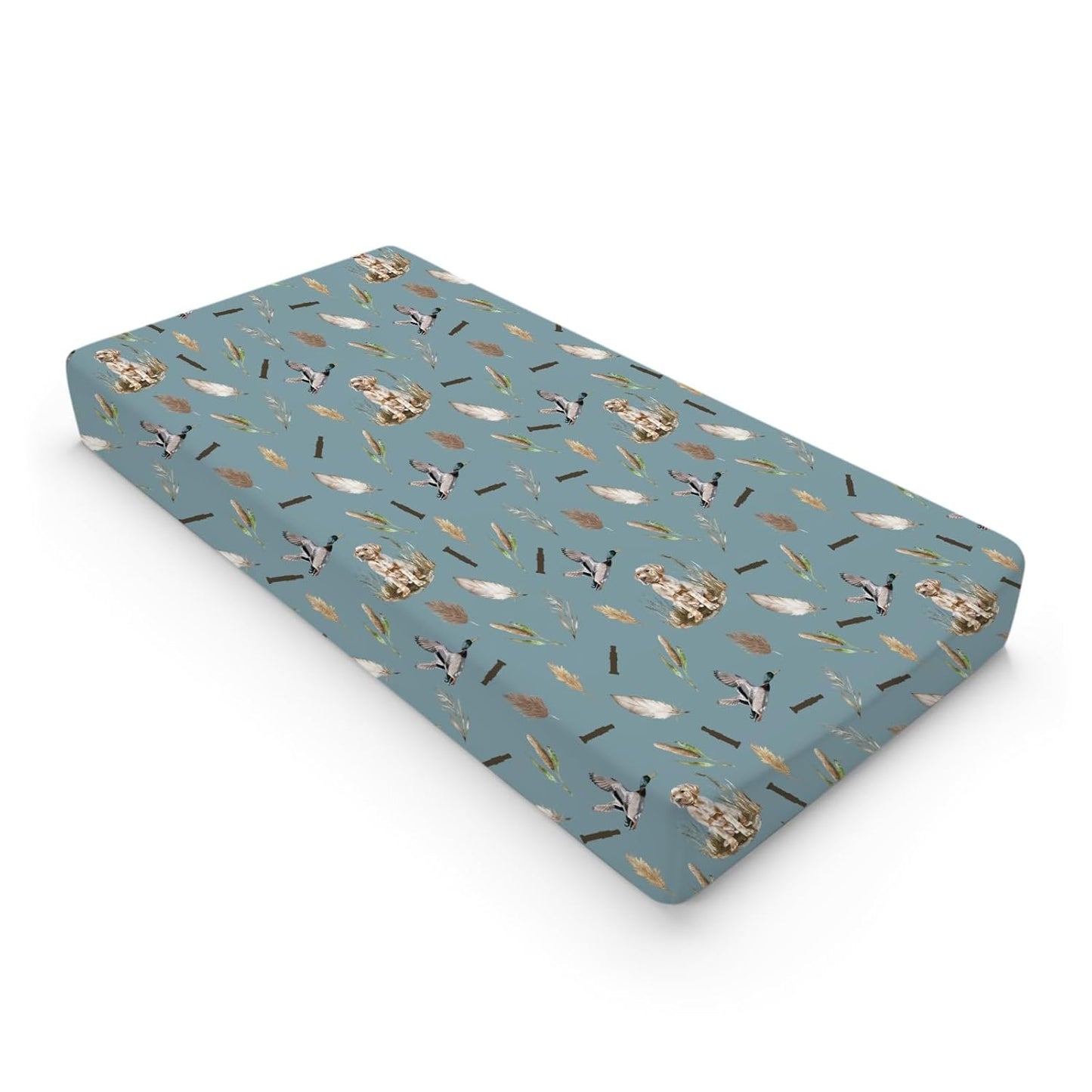 Wild Duck Hunting Hunter Baby Changing Pad Cover Sheets for Boy Girl 32''x16'' Mallard Duck Reeds Feathers Unisex Fitted Changing Table Sheets Wild Animal Soft Breathable Baby Change Table Mats
