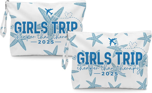 Fokongna 2PCS Girls Trip Gifts Favors Starfish Wet Dry Bag Beach Swimsuit Toiletry Travel Essentials Women Beach Travel Gym Wet Dry Bag for Swimsuit Dirty Diaper Bag Gifts