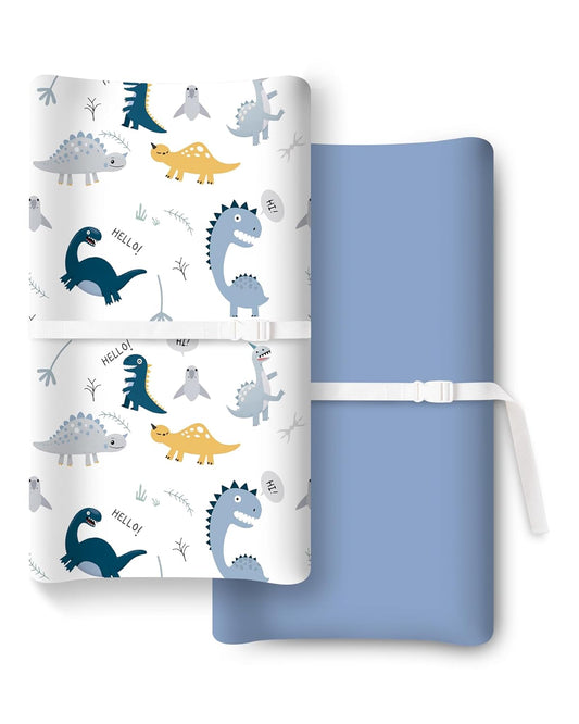 Baby Changing Pad Cover for Girls Boys, Baby Diaper Change Table Pad Covers, Fits Standard Changing Tables, 2 Pack, Blue Jurassic