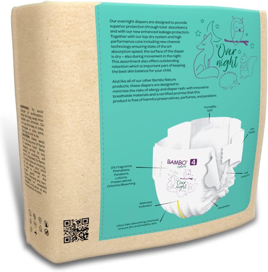 Bambo Nature Baby Baby Diaper Size 4 15 to 31 lbs. 1000021010, 48 Ct