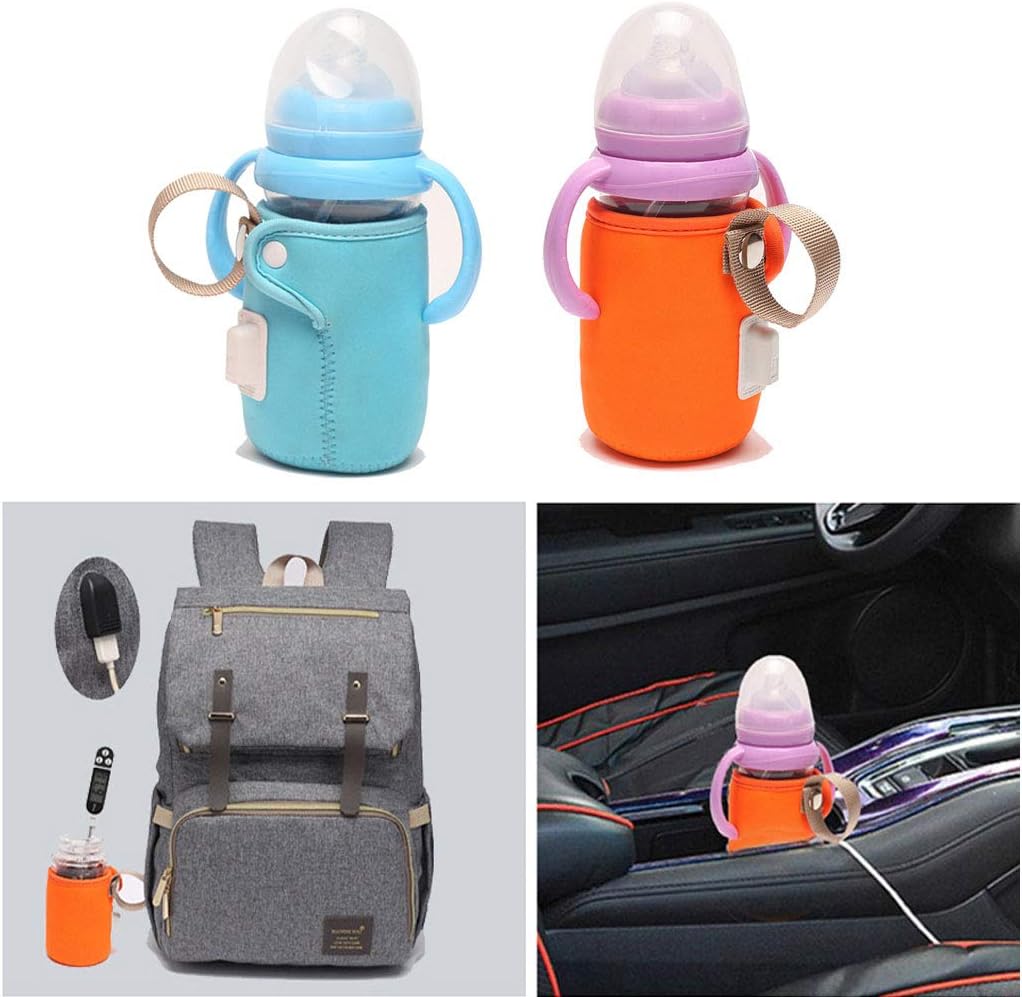 USB Baby Bottle Warmer Portable Travel Warmer Heater Infant Feeding Bottle Bag Blue
