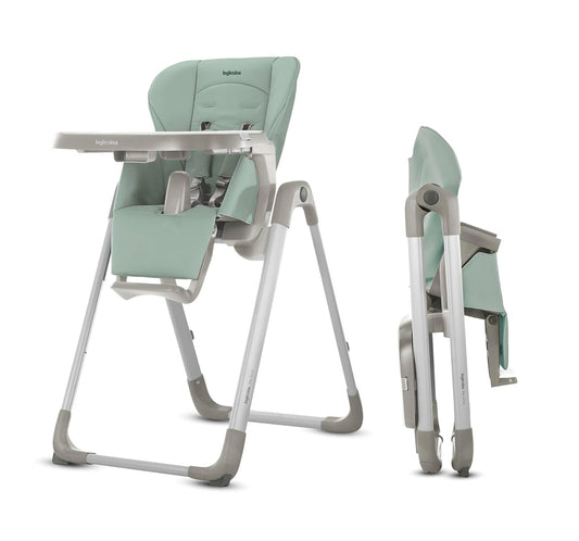 Inglesina My time Highchair, Mint - Adjustable High Chair for Babies & Toddlers, 4 Height & 3 Recline Settings, Collapsible, Tool-Free Assembly, BPA Free, Removable Tray for Easy Cleaning