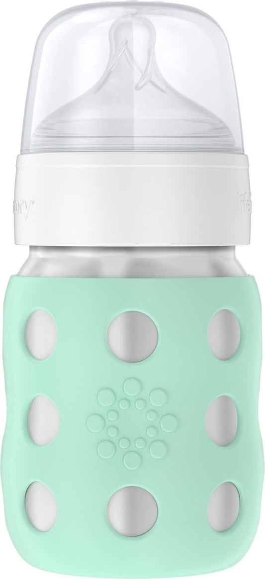 Lifefactory 8-Ounce Stainless-Steel Vacuum-Insulated Wide-Neck Baby Bottle with Stage 2 Nipple (3-6 Months) Mint, LS2211WMI4
