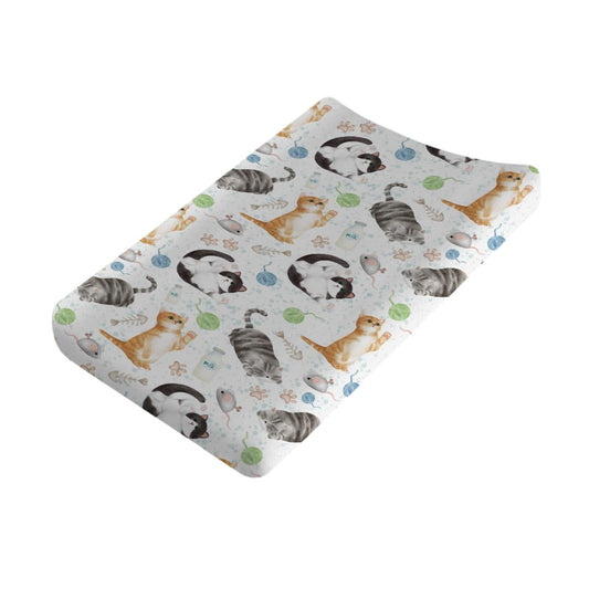 Watercolor Cats Changing Pad Covers Cute Cats Paws Milk Baby Nursery Diaper Changing Table Sheets for Boy Girl Cats Lovers Gift Soft Breathable Stretchy Change Pad Table Mats Covers 32''x16''