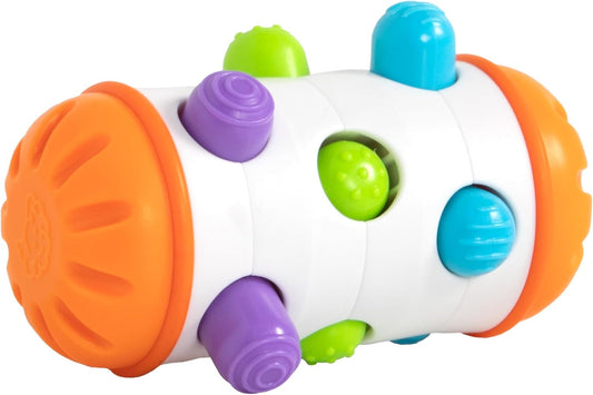 Fat Brain Toys Rolio- Sensory Toys for Babies 6 Months+, Tummy Time Rattle