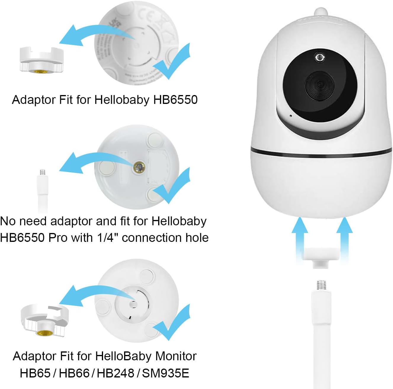 Baby Monitor Mount Compatible with HelloBaby HB6550/HB65/HB66/HB248,ANMEATE SM935E Baby Monitor Camera 15.7 inches Flexible Clip Clamp Mount Long Gooseneck Arm, Baby Monitors Holder Without Tools