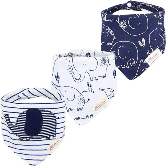 JN&LULU 3 Pack Newborn Baby Bibs Bandana Drool Bibs for Drooling Cotton Baby Gifts