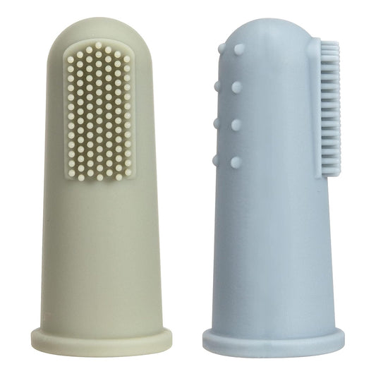 Baby Finger Toothbrush with Case, Food Grade Silicone, BPA Free, 2-Pack (Sage+Ether)