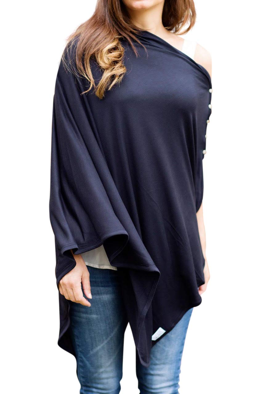 Byrd & Blume Maternity Nursing Cover Breathable Lightweight Breastfeeding Cover Wrap Shawl Scarf Poncho Full 360 (Navy, One size)